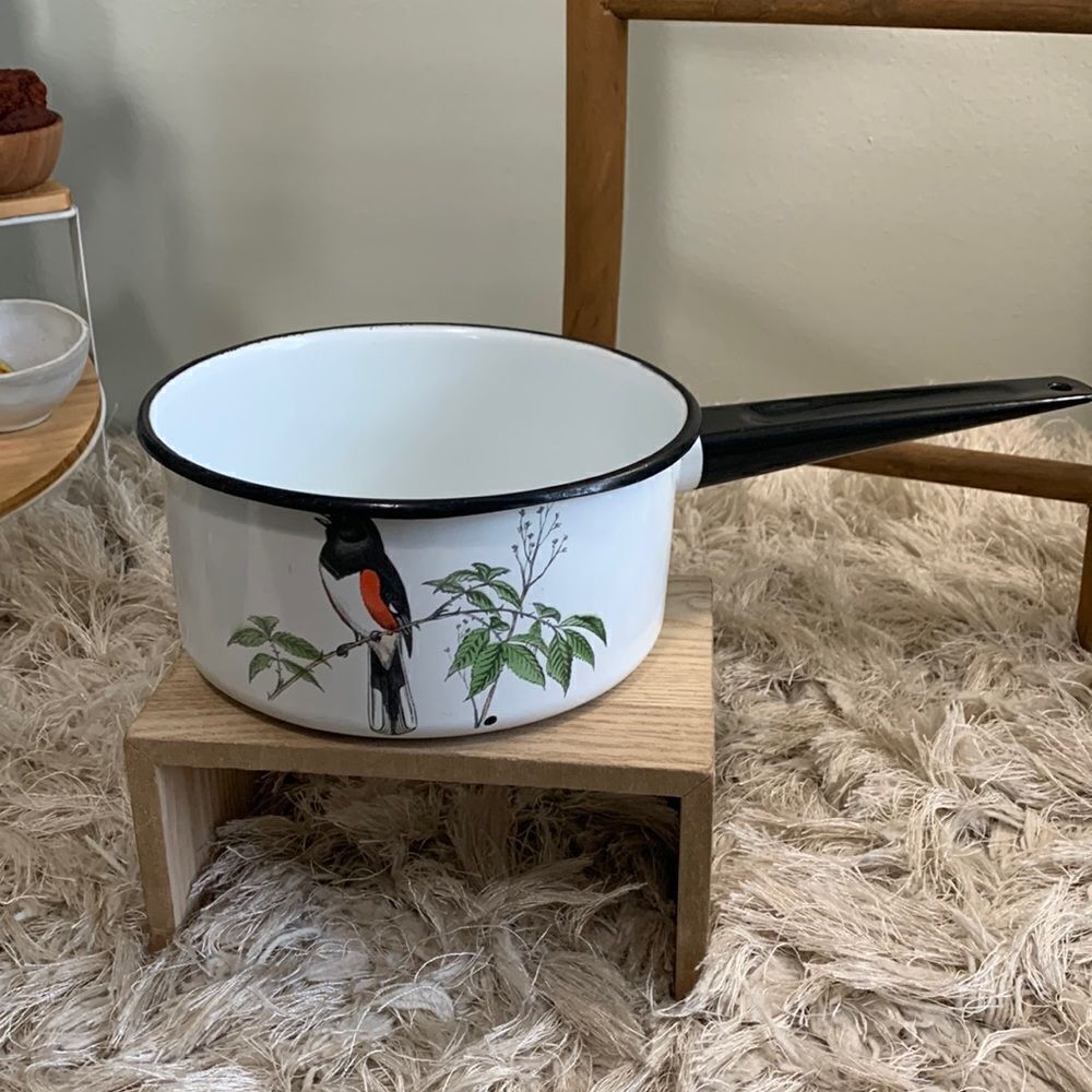 Delano Studios Dela-Ware Hand Colored Bird Pot‎ Vintage Retro